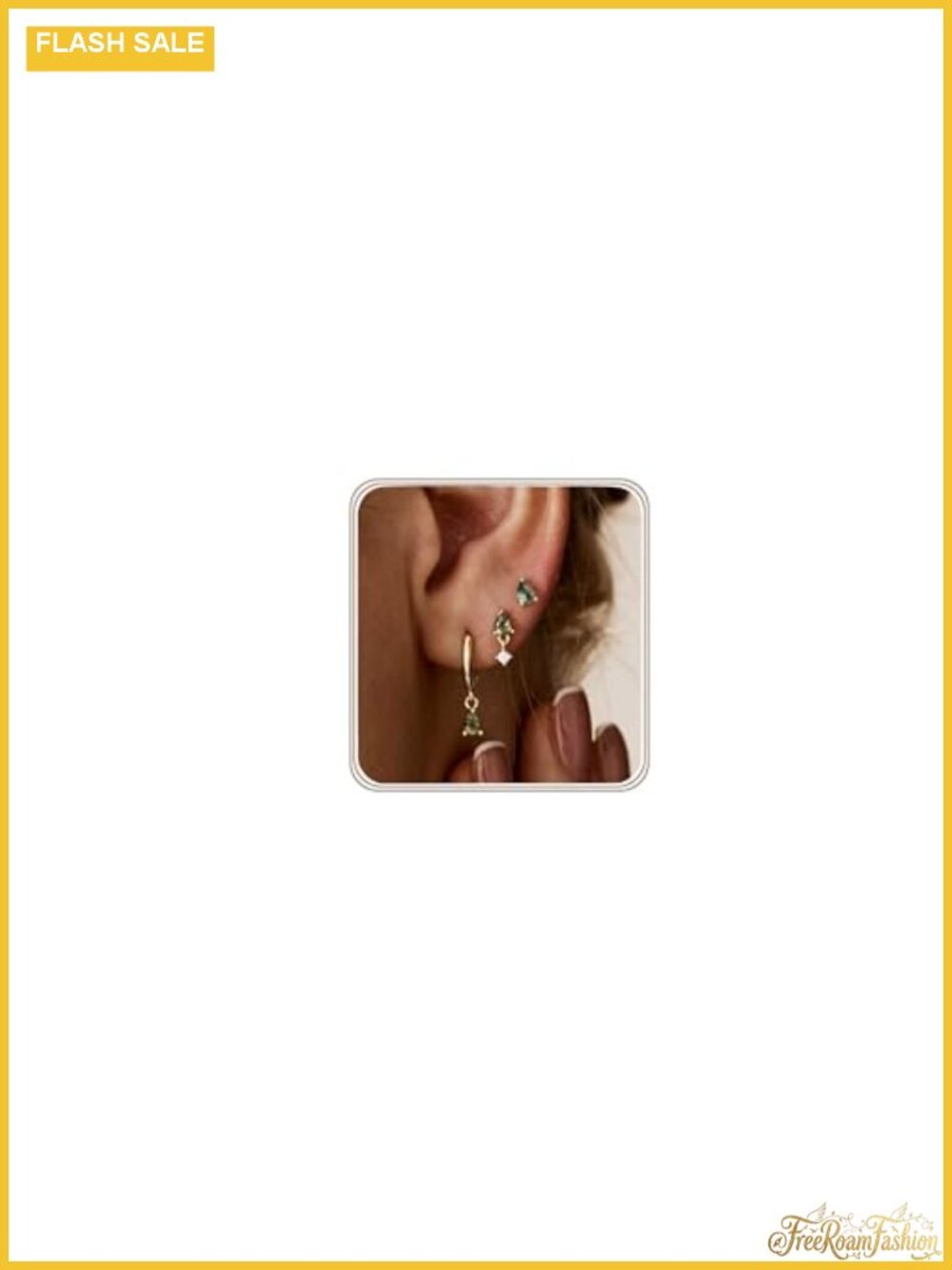 Moss Agate Gold Plated Earrings Set Stud Dangle Hypoallergenic Stackable